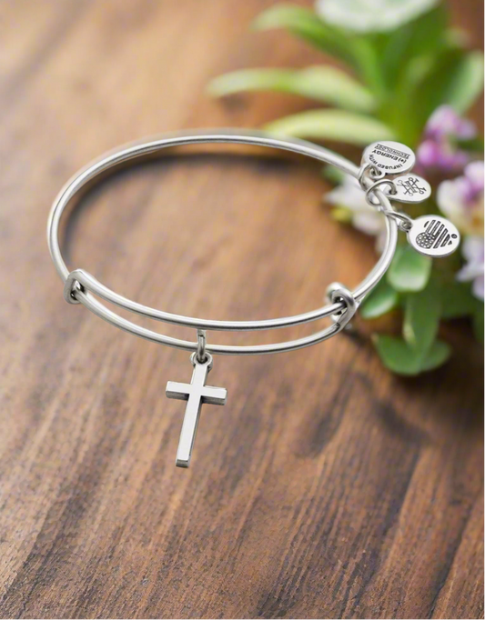 Alex and Ani - Cross II Charm Bangle, Rafaelian Gold/Silver Finish Bracelet