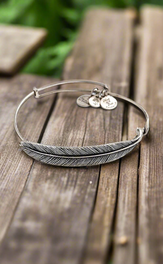 Alex and Ani - Spiritual Armor Feather Charm Bangle Bracelet