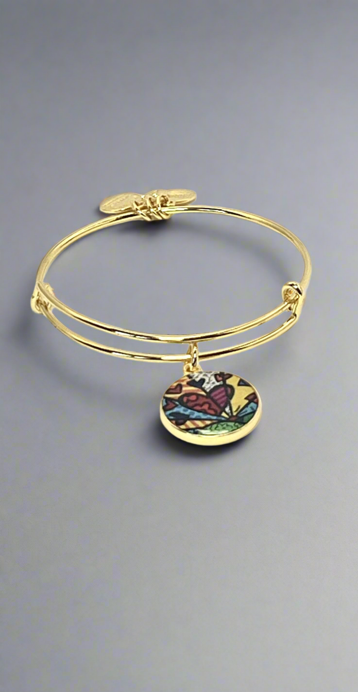 Alex and Ani - A New Day , By Britto Charm, Shiny Gold Finish Bangle Bracelet