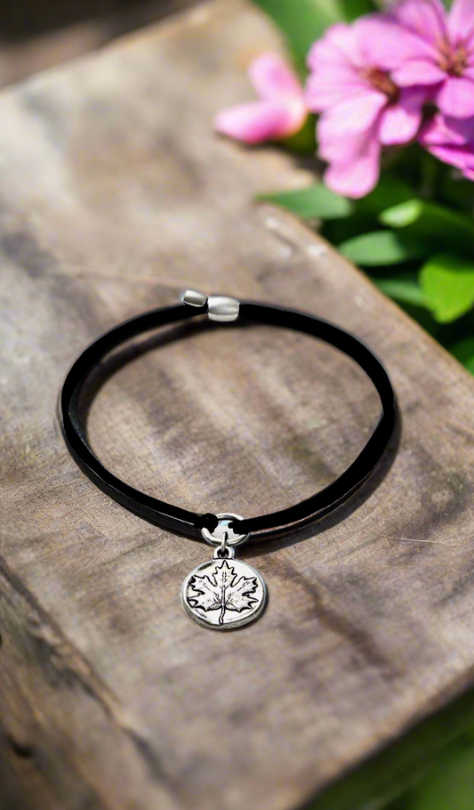 Alex and Ani - Maple Leaf Charm Kindred Pull Cord Bracelet