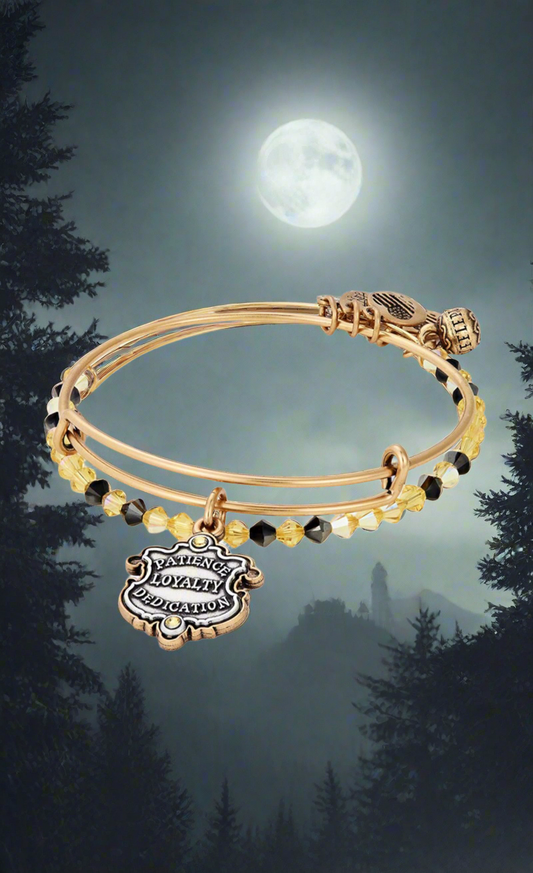 Alex and Ani Harry Potter Hufflepuff Bangle Bracelet Set of 2, Swarovski Crystals