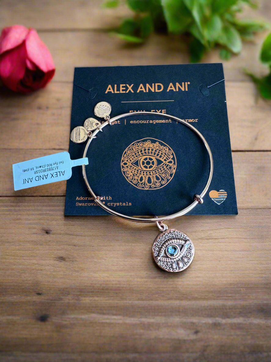 Alex and Ani - Evil Eye Charm Bangle Bracelet with Swarovski Crystal