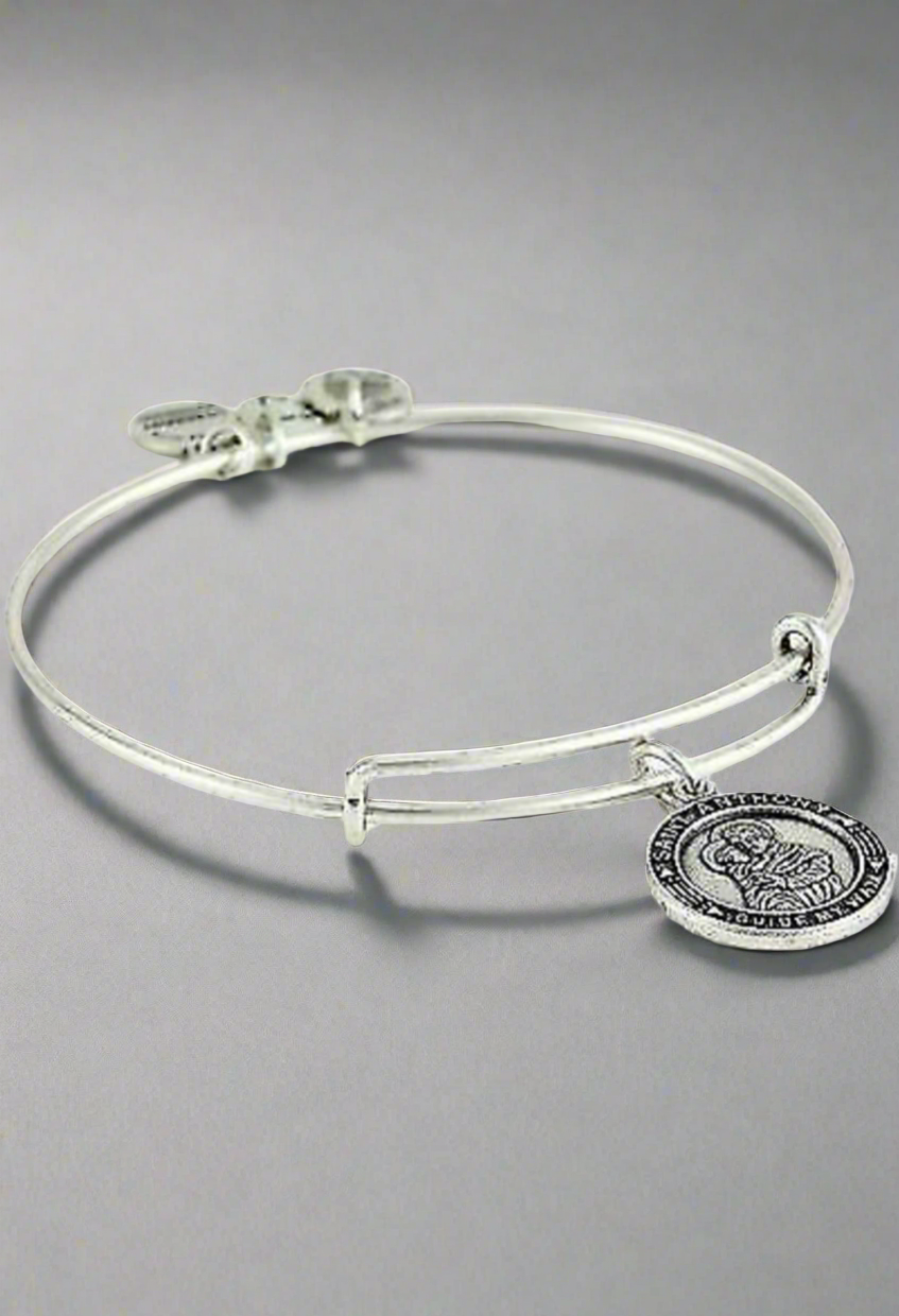 Alex and Ani - St. Anthony Charm in Rafaelian Gold/Silver Bangle Bracelet
