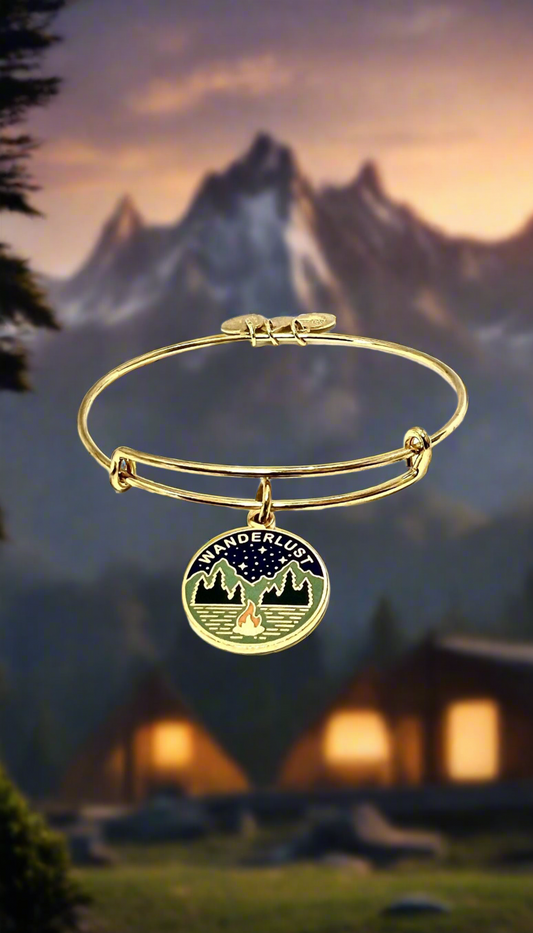 Alex and Ani - “Wanderlust” Charm Bangle Bracelet, Shiny Gold