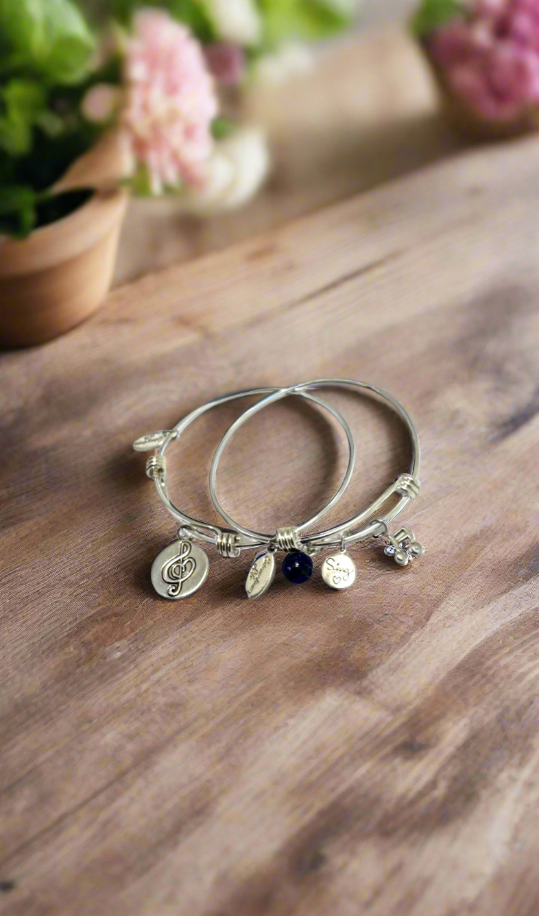 Extraordinary Life - Sterling Silver, Set of Two Bracelets Musical Theme, A Gift for Her