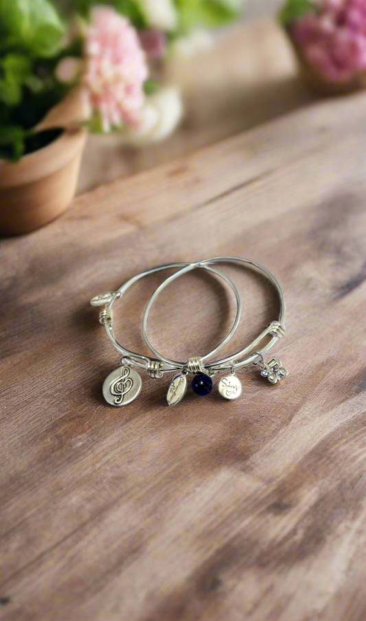 Extraordinary Life - Sterling Silver, Set of Two Bracelets Musical Theme, A Gift for Her