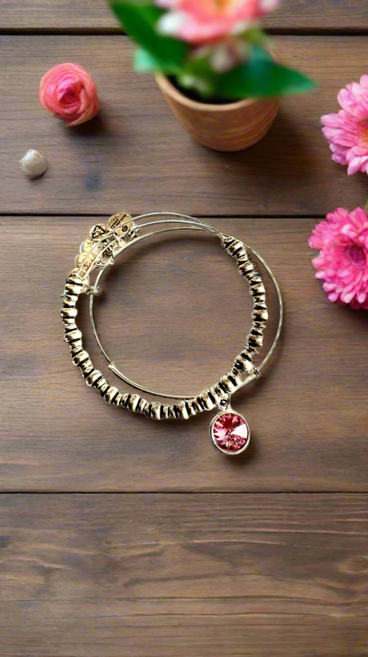Alex and Ani - October Rose Swarovski Crystal Charm + Nile Beaded Bangle, Special Sale