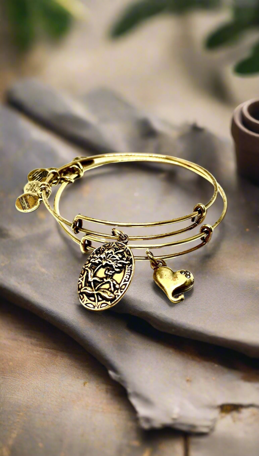 Alex and Ani - Sister + Cupid’s Heart Charm Bangle Bracelet Special Sale, Set of 2