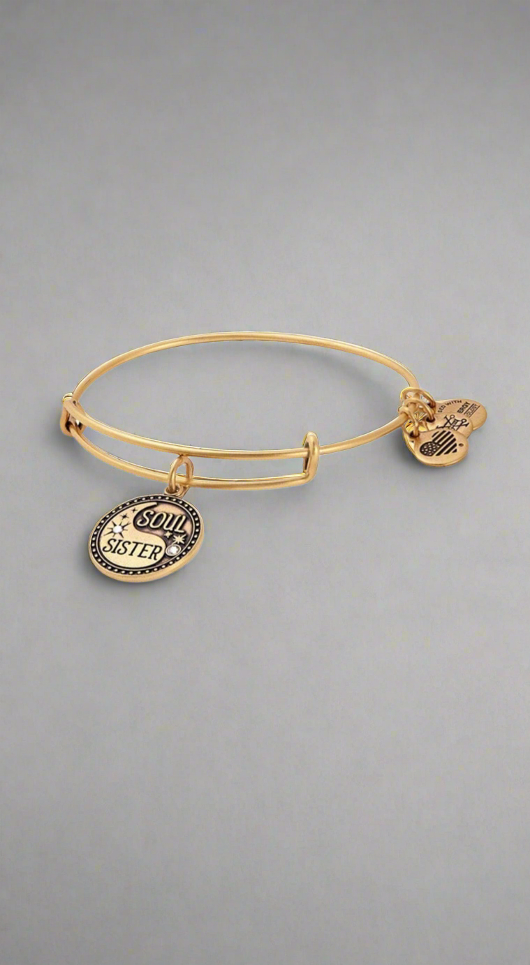 Alex and Ani - Soul Sister Charm Bracelet Bangle with Swarovski Crystals Adornment