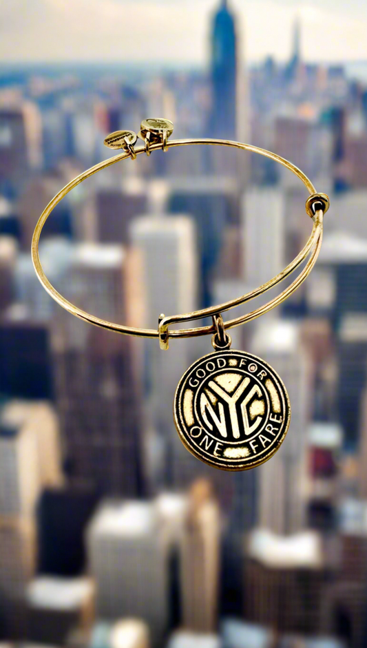 Alex and Ani - NYC Good For One Fare, New York City Subway Token Charm Bangle Bracelet