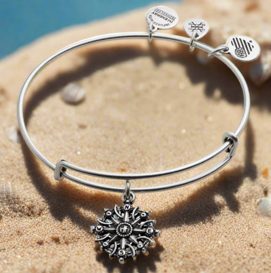 Alex and Ani - Silver Smaller Sized Compass Charm Bangle Bracelet