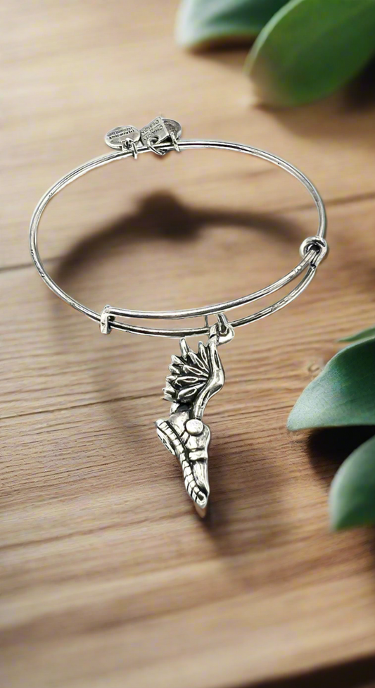 Alex and Ani - Hermes Winged Shoe Charm Bangle, Rafaelian Silver, Stackable, Collectible Gift for Her
