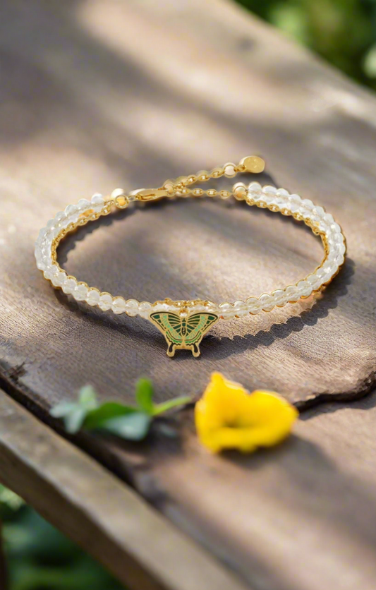 Alex and Ani - Emerald Swallowtail Butterfly Double Charm Bangle Bracelet