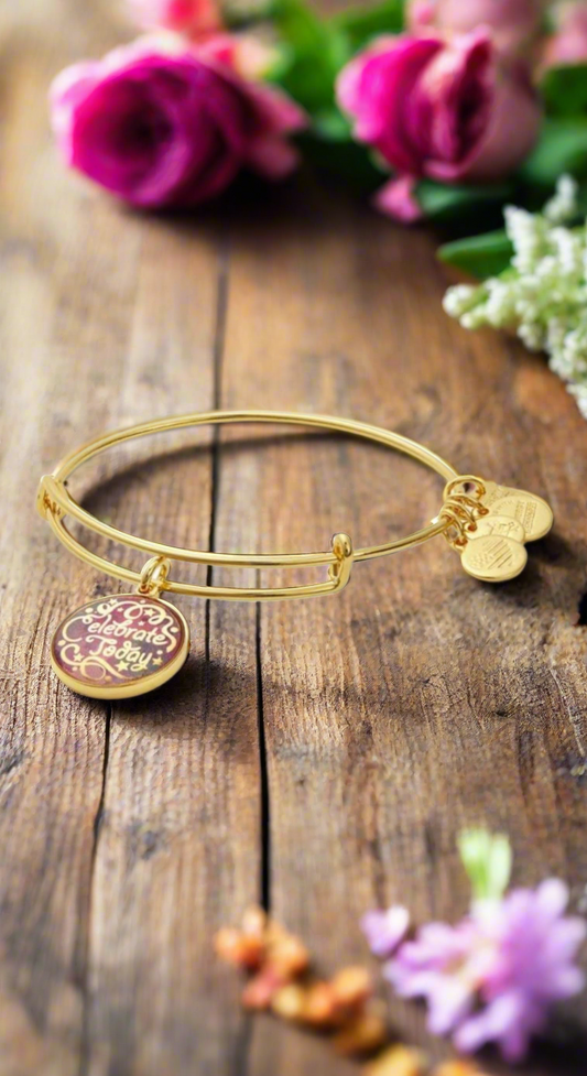 Alex and Ani - Celebrate Today Charm Bangle Bracelet, Shiny Gold
