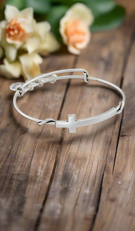 Alex and Ani - Sideways Cross Wrap Wire Bangle Bracelet Rafaelian Silver/Gold®
