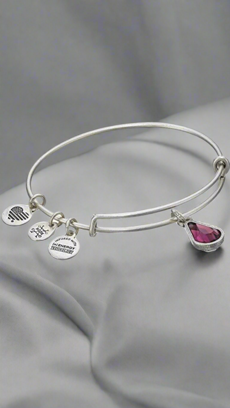 Alex and Ani - February Birth Amethyst Swarovski Crystal, Three Styles Bangle Bracelet