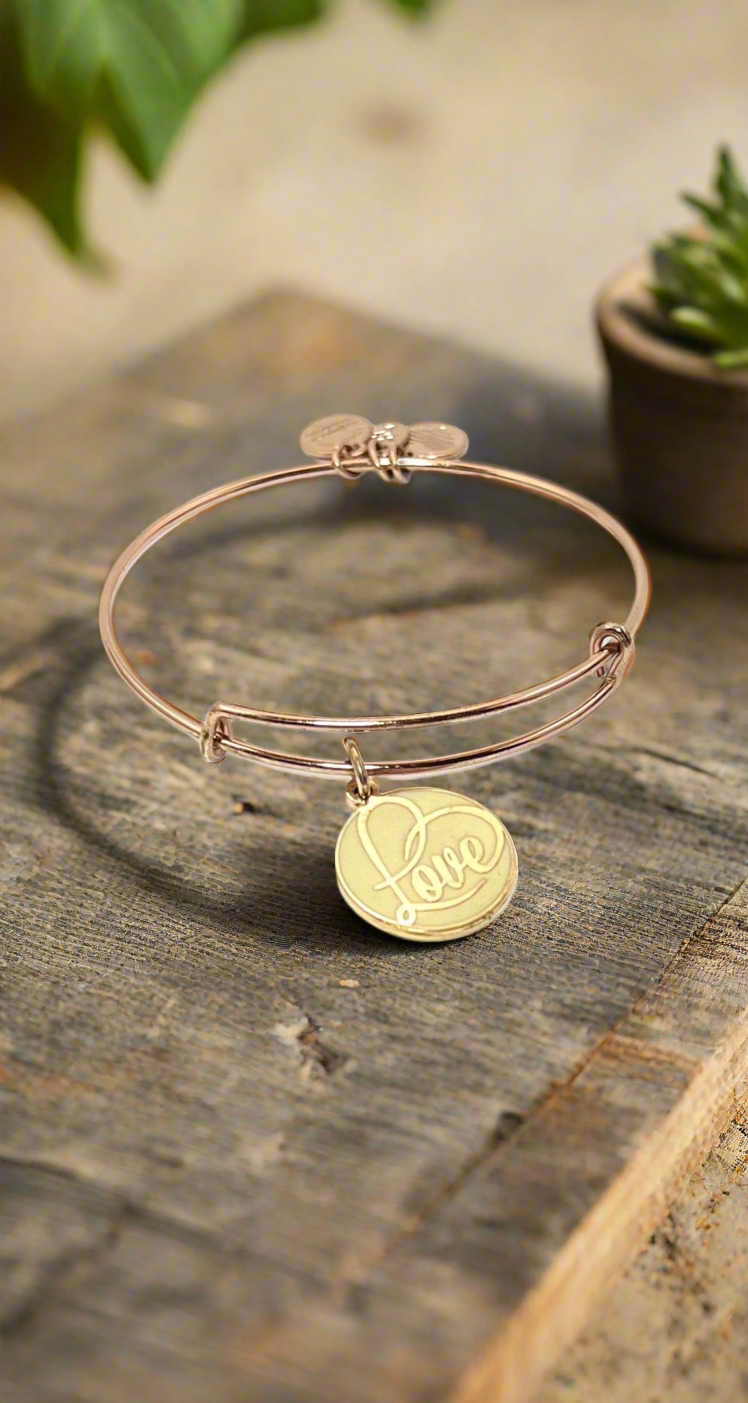 Alex and Ani - Cursive LOVE Color Infusion Charm Bangle Bracelet