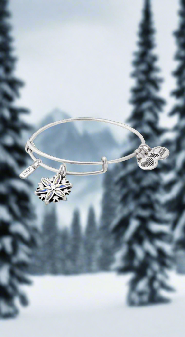 Alex and Ani - Limited Edition 2017 Snowflake Charm Bangle, NWOT Rafaelian Gold/Shiny Silver with AB Swarovski Crystals, Gift for Her