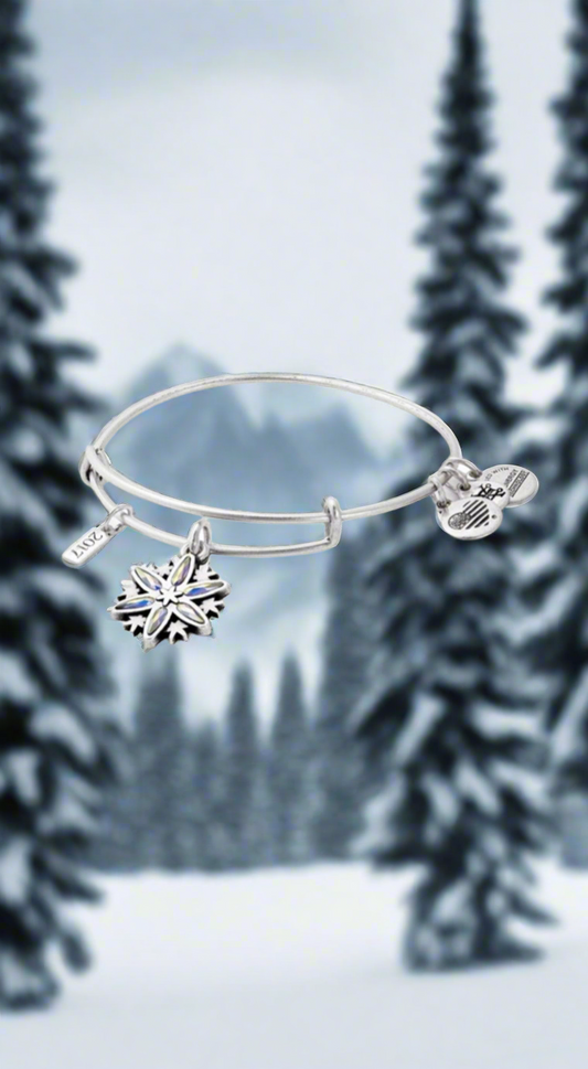 Alex and Ani - Limited Edition 2017 Snowflake Charm Bangle, NWOT Rafaelian Gold/Shiny Silver with AB Swarovski Crystals, Gift for Her
