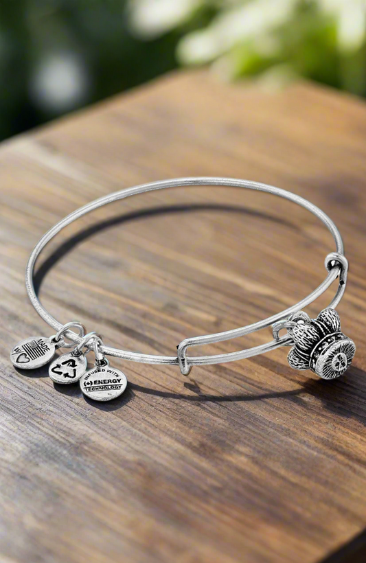 Alex and Ani - The King’s Crown With Clear Crystals Encircling the Crown Charm Bangle Bracelet