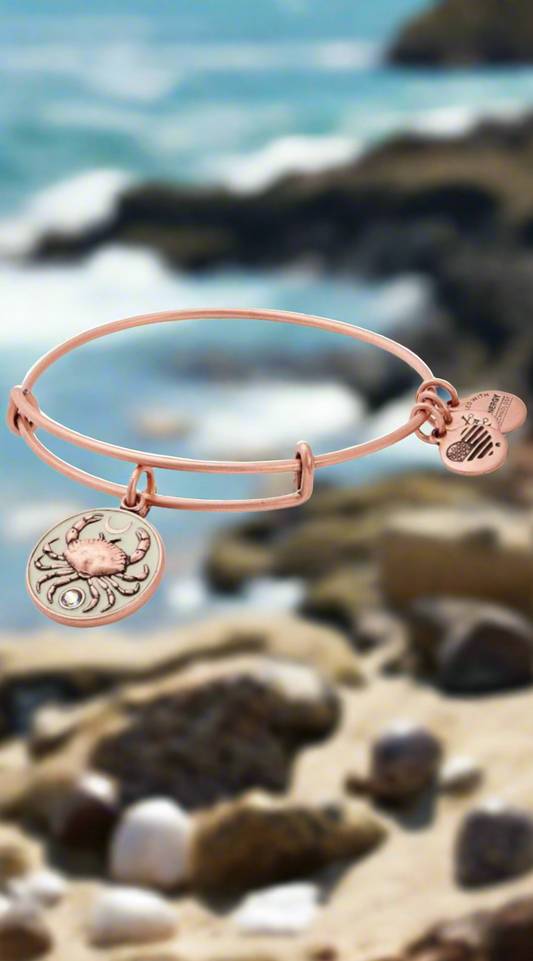 Alex and Ani - Crab Color Infused w/Swarovski Crystal Adornment, Cancer Zodiac Charm Bangle