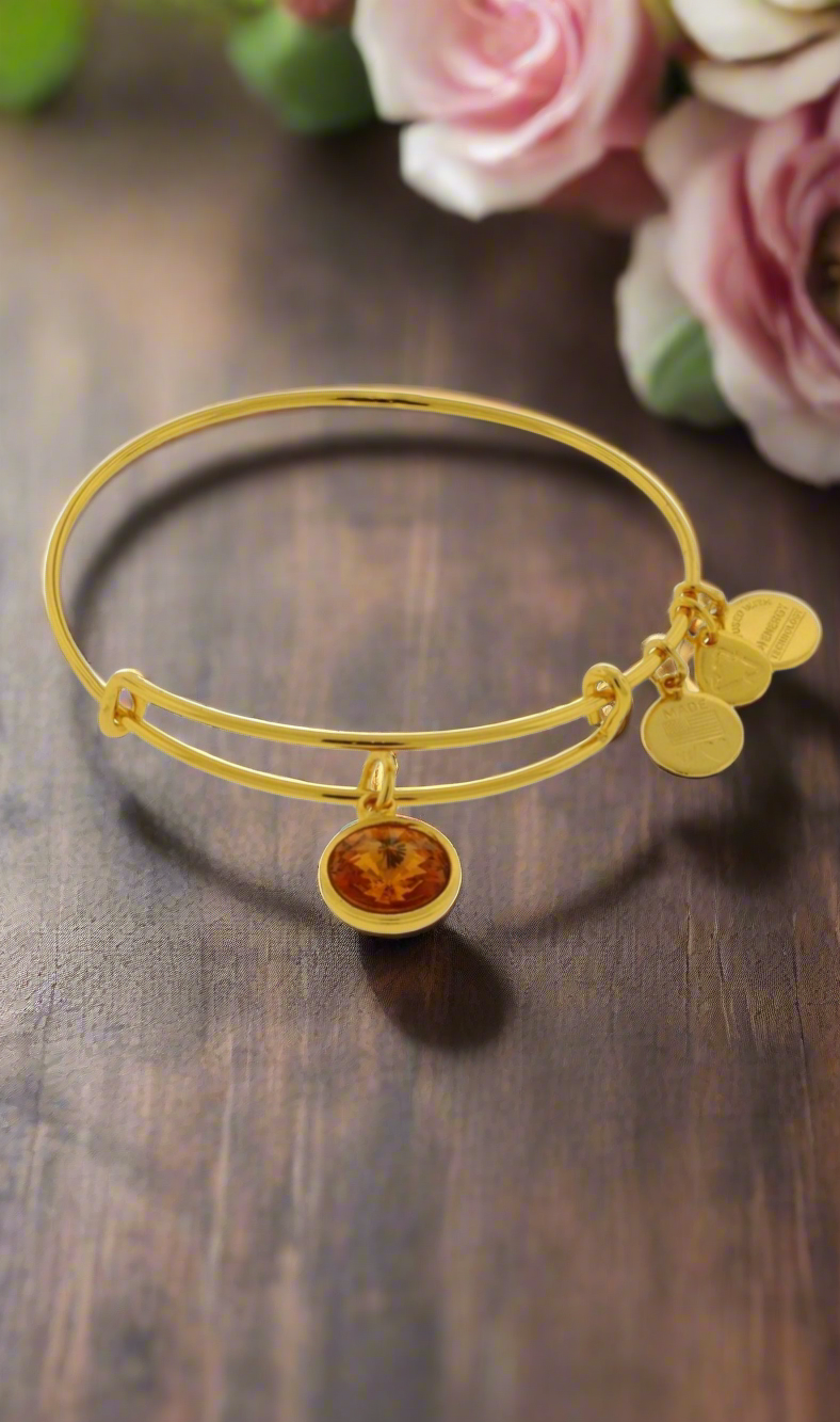 Alex and Ani - November Birthstone Topaz Swarovski Crystal Charm Bangle Bracelet