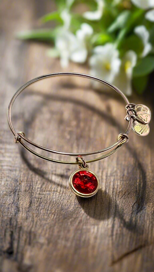Alex and Ani - July Birthstone Siam Swarovski Crystal Charm Bangle Bracelet