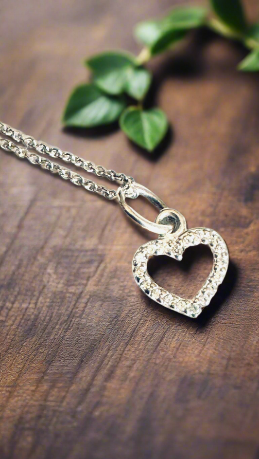 Alex and Ani - Dainty & Precious Crystal Open Heart .925 Sterling Silver  Necklace