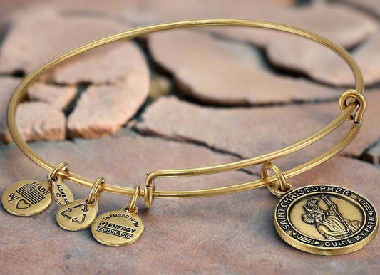 Alex and Ani - St. Christopher Charm in Rafaelian Gold/Silver Bangle Bracelet