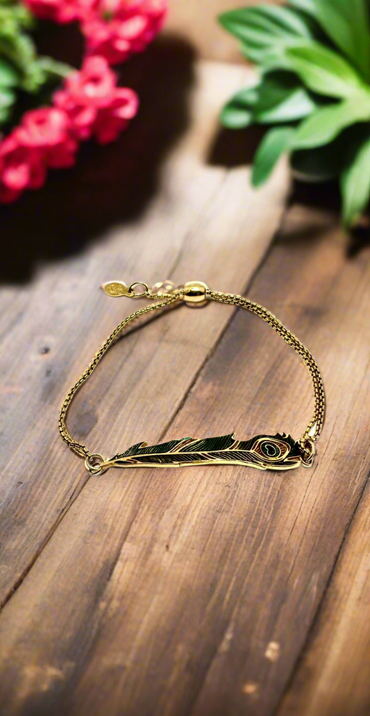 Alex and Ani - Peacock Feather Charm Pull Chain Charm Bracelet