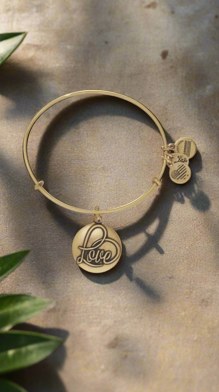 Alex and Ani - 2 Styles - Cursive LOVE Charm Bangle Bracelet