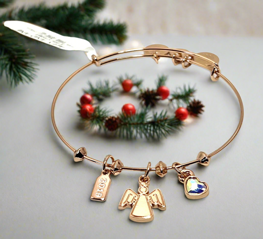 Alex and Ani, Tree Topper Angel Trio Charm Bangle Bracelet