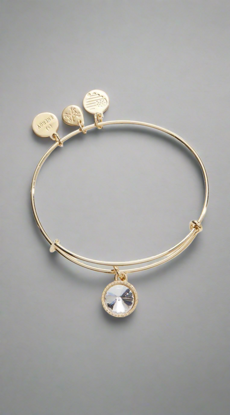 Alex and Ani - April Birthstone, Clear Swarovski Crystal Charm Bangle Bracelet - 2 Styles