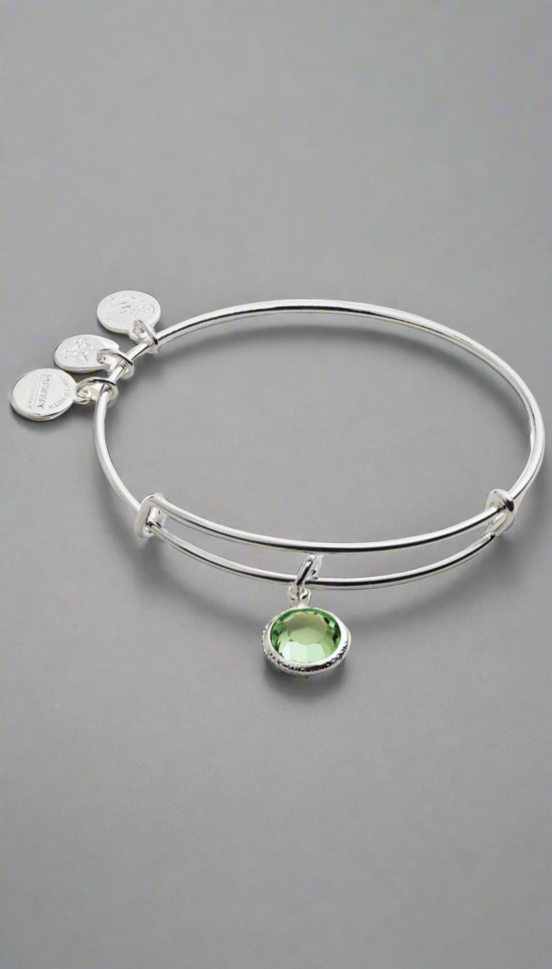 Alex and Ani - August Birthstone Peridot Swarovski Crystal Charm Bangle