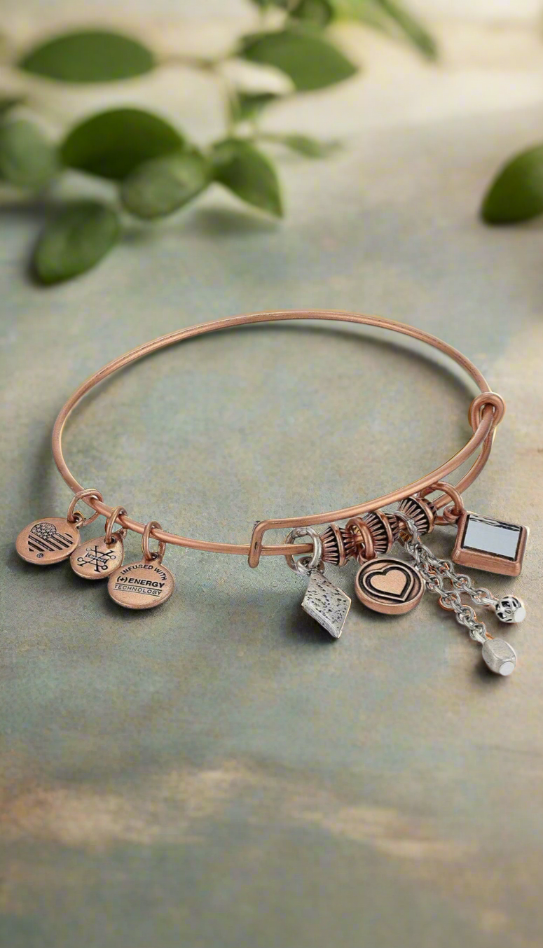 Alex and Ani - Love Cluster Charm Bangle Bracelet Two Toned