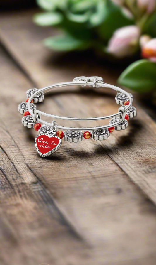 Alex and Ani - Frida Kahlo 'Viva la Vida' Sacred Heart Charm Bangle, Set of 2