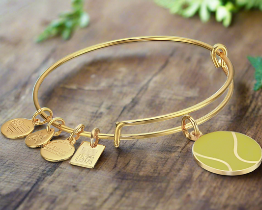 Alex and Ani - TEAM USA Tennis Team Bangle, Shiny Gold, Stackable & Adjustable, NWT + Card, Collectable Bracelet, Gift for Her