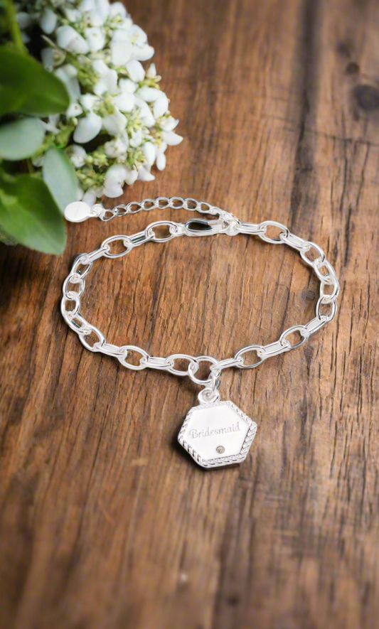 Alex and Ani Silver Bridesmaid Charm Chain Bracelet NIB with Tags & Card