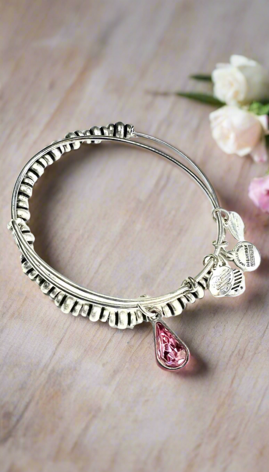 Alex and Ani - October Rose Swarovski Crystal Charm + Nile Beaded Bangle, Special Sale