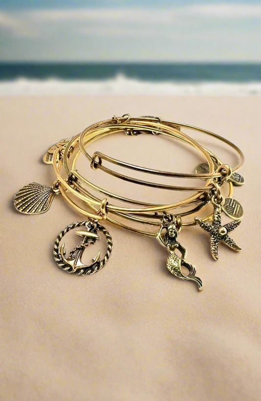 Alex and Ani - 4 Nautical Inspired Charm Bangle Bracelets, Special Sale