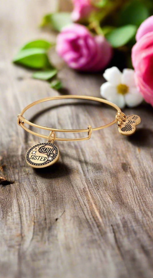 Alex and Ani - Soul Sister Charm Bracelet Bangle with Swarovski Crystals Adornment