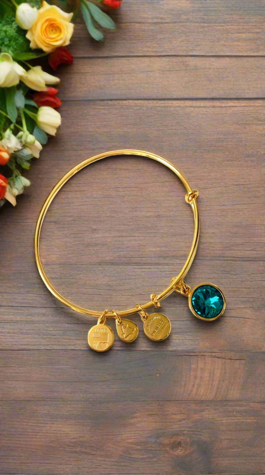 Alex and Ani - December Birthstone Blue Zircon Crystal Charm Bangle Bracelets, 3 Styles