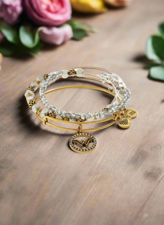 Alex and Ani - Wonder Woman Set of Three Charm Bangle Bracelets