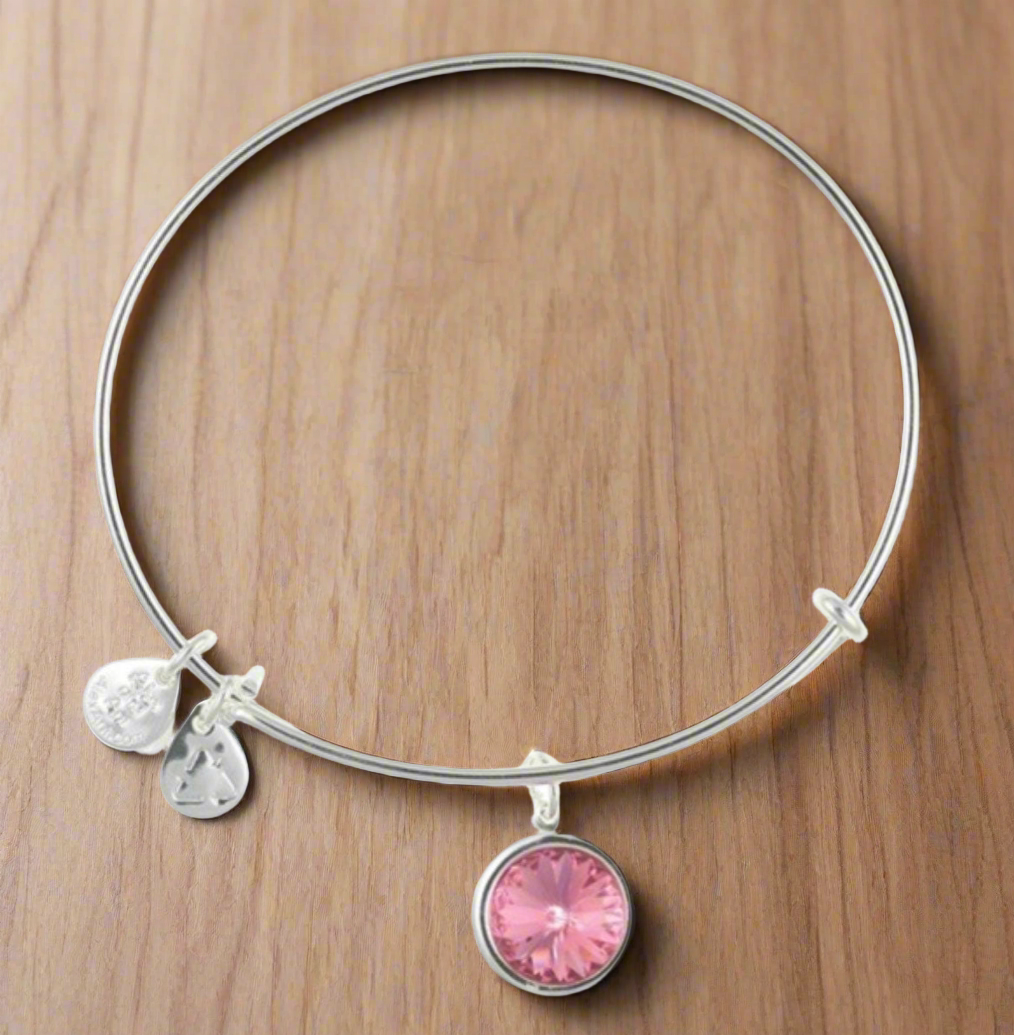 Alex and Ani - October Birthstone, Clear Rose Crystal Charm Bangle Bracelet