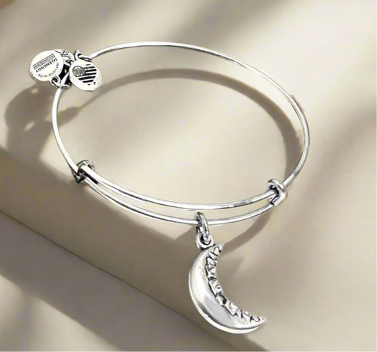 Alex and Ani - Crescent Moon, Rafaelian Silver with Swarovski Crystals, Comes with Black Pouch