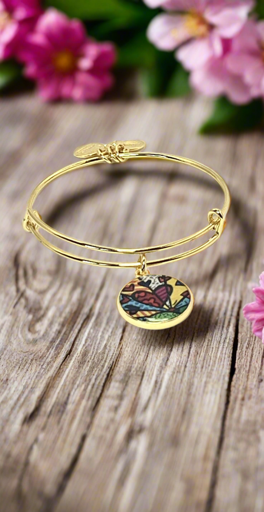 Alex and Ani - A New Day , By Britto Charm, Shiny Gold Finish Bangle Bracelet