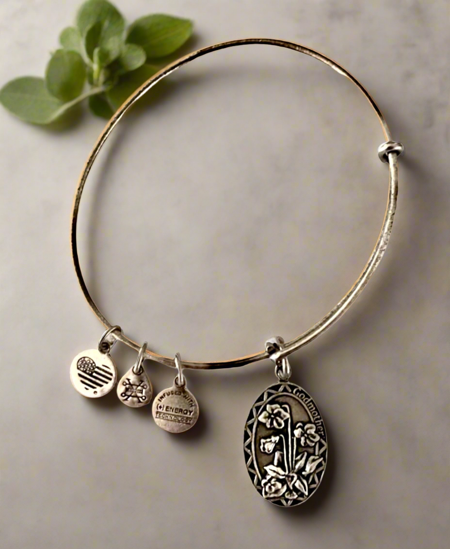 Alex and Ani - Godmother Charm Bangle Bracelet in Rafaelian Silver