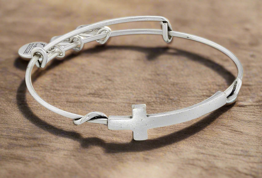 Alex and Ani - Sideways Cross Wrap Wire Bangle Bracelet Rafaelian Silver/Gold®