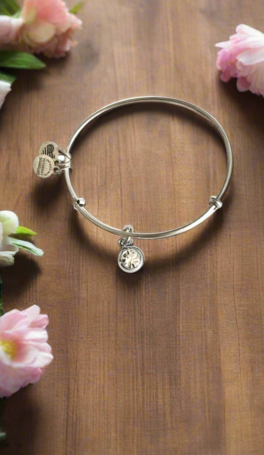 Alex and Ani - April Birthstone, Clear Crystal Charm Bangle Bracelet
