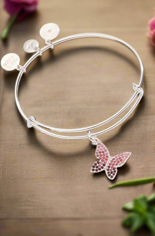 Alex and Ani - January  Pavé Butterfly Charm Bangle